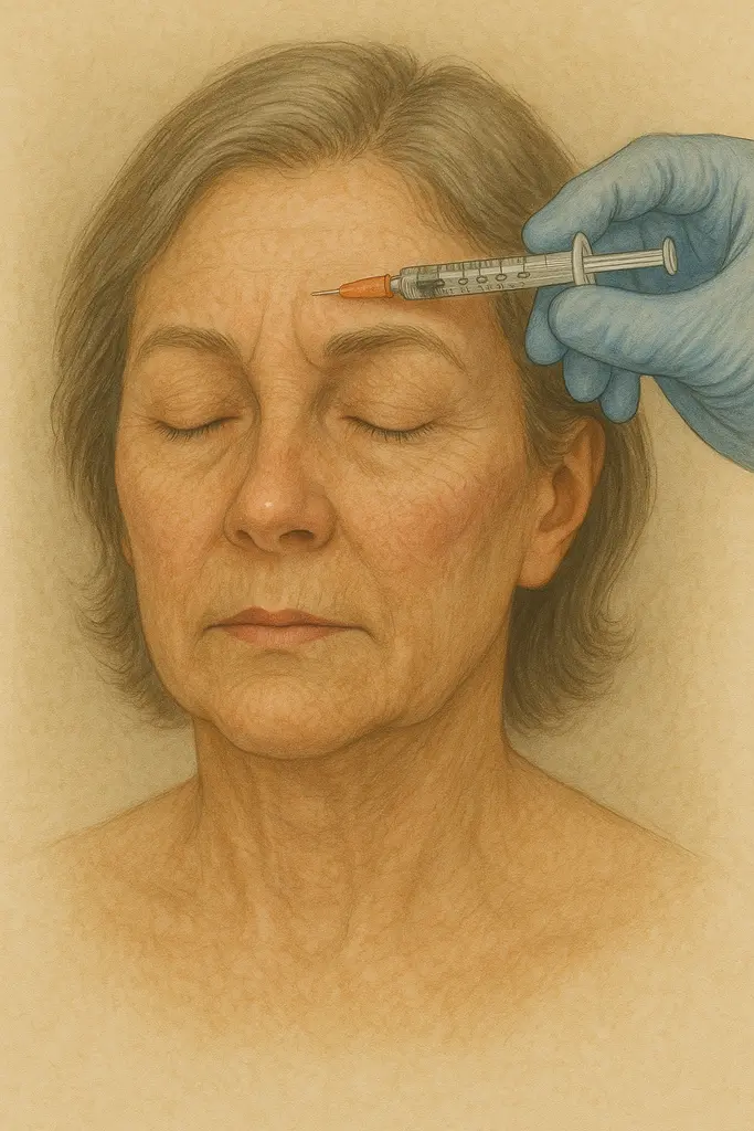 Aplicação de toxina botulínica periocular