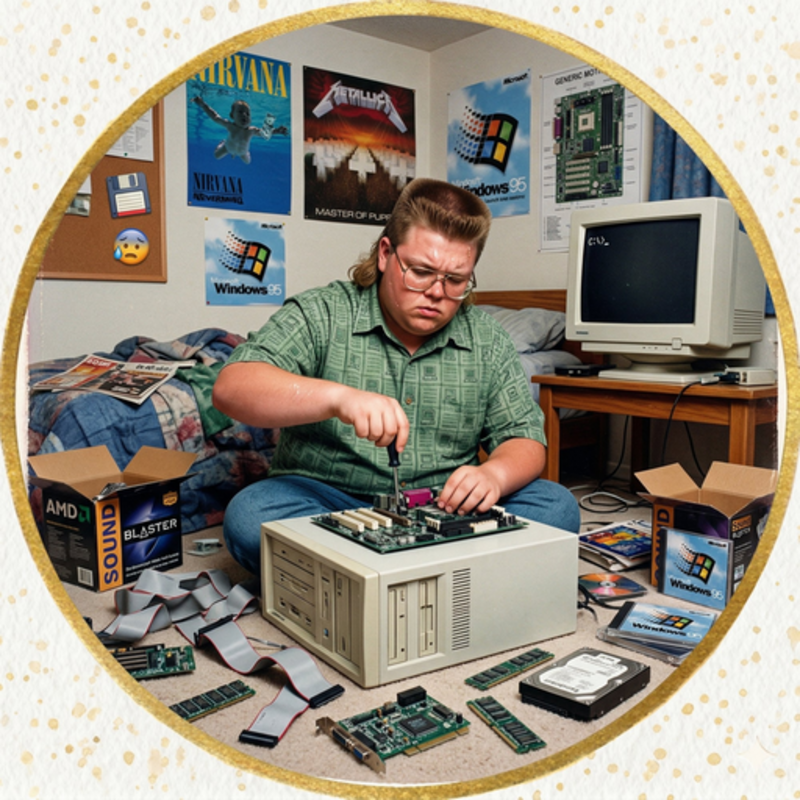 Adolescente montando PC